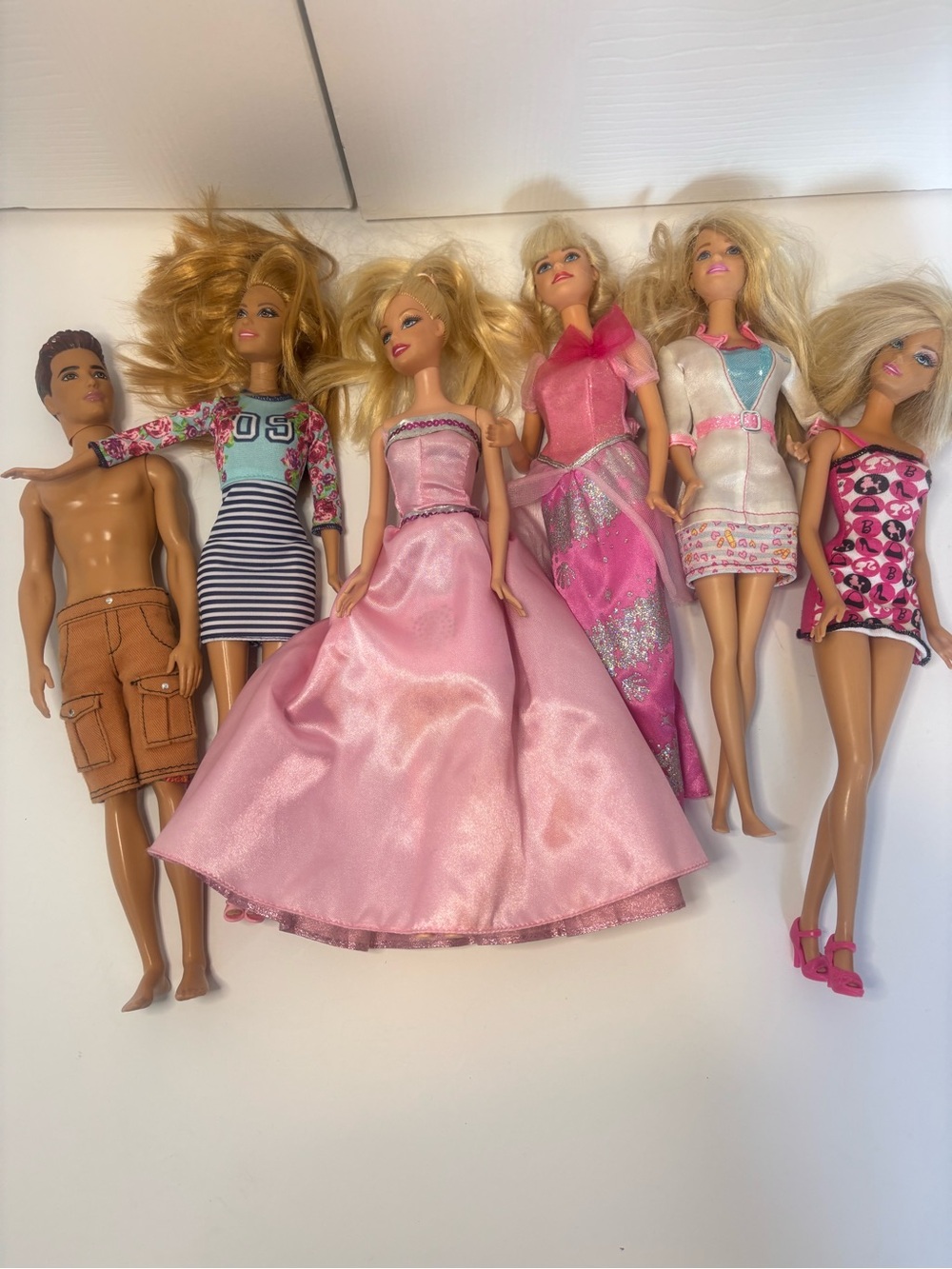 Barbie & Ken Doll Lot – 6 Dolls with Clothes & Dresses